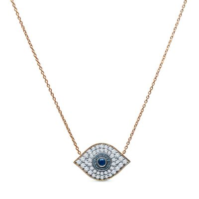 an evil eye necklace on a chain