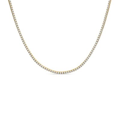 a gold chain with white diamonds on it