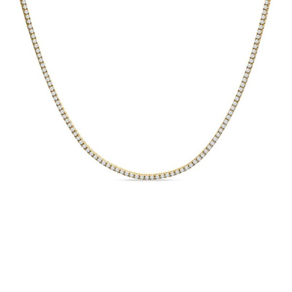 a gold chain with white diamonds on it