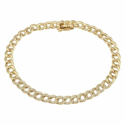 a yellow gold bracelet with an oval link
