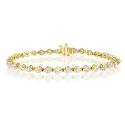 a yellow gold bracelet with white stones