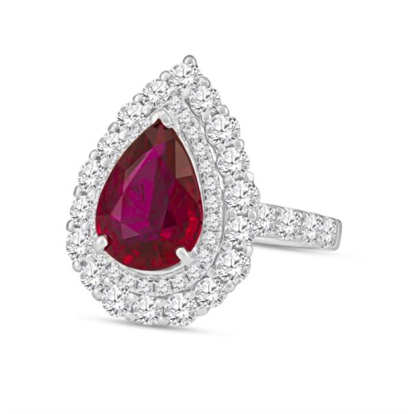 a pear shaped ruby and diamond ring