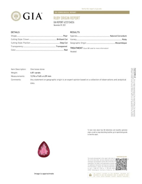 a certificate with a pink diamond on it