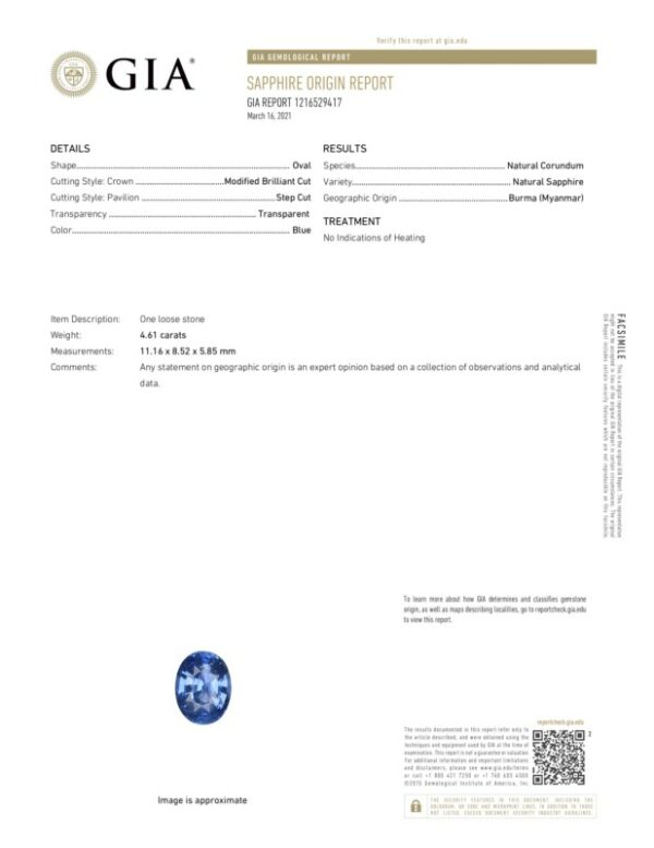 a blue sapphire stone is shown in this document