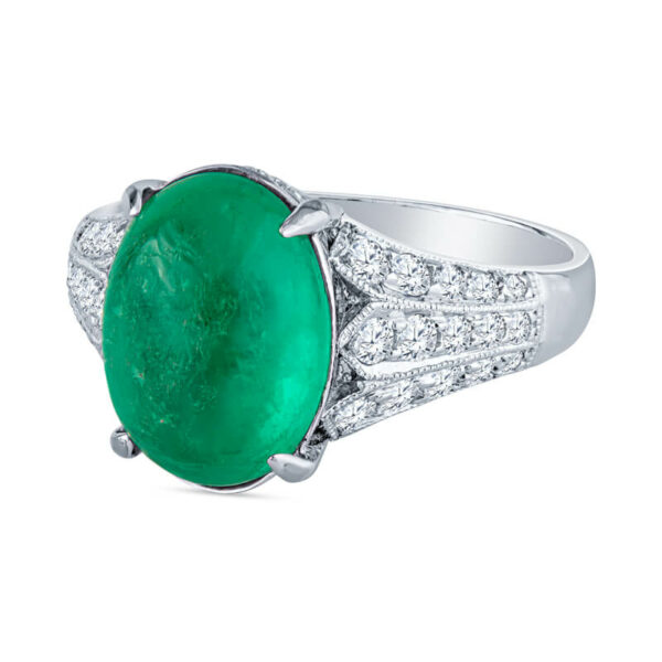 an oval emerald and diamond ring