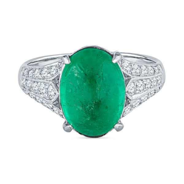 an oval emerald and diamond ring