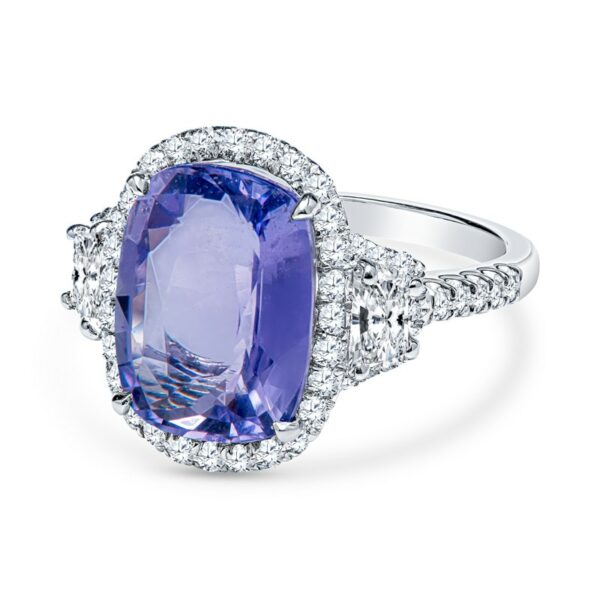 an oval shaped tanzante and diamond ring