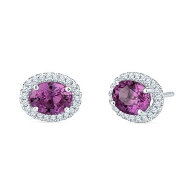 pair of pink sapphire and diamond earrings
