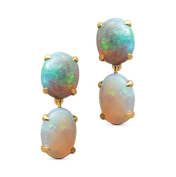pair of opal earrings in yellow gold