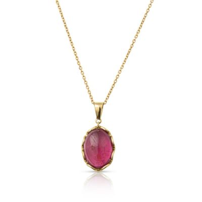 a necklace with a pink stone in the center