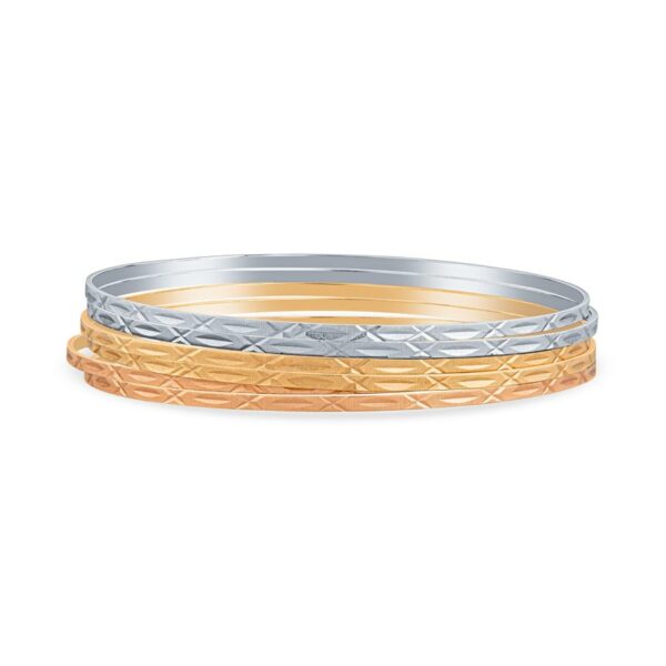 three tone gold and silver bang bracelets