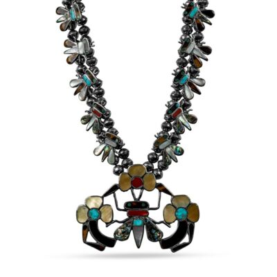 a necklace with multi colored stones and beads