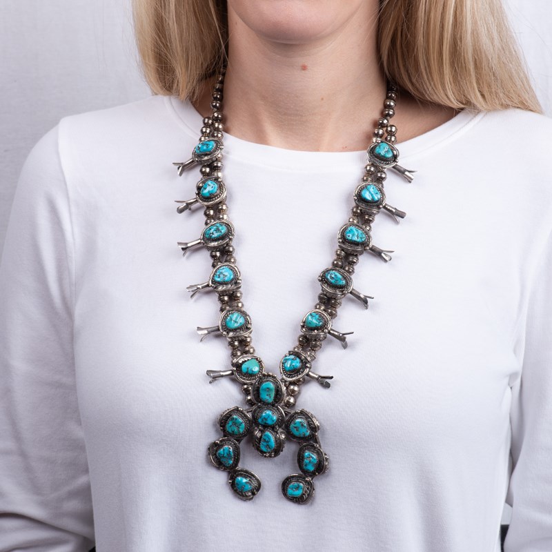 Squash Blossom Cluster Kingman Turquoise Necklace – The Painted Pinto