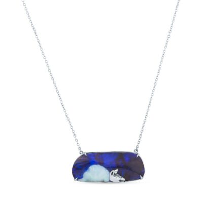 a necklace with a blue and white stone