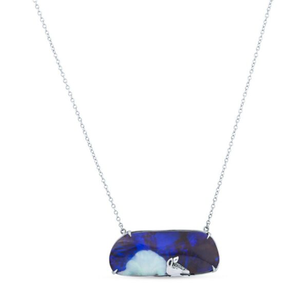 a necklace with a blue and white stone