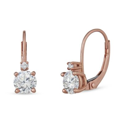 a pair of rose gold diamond earrings