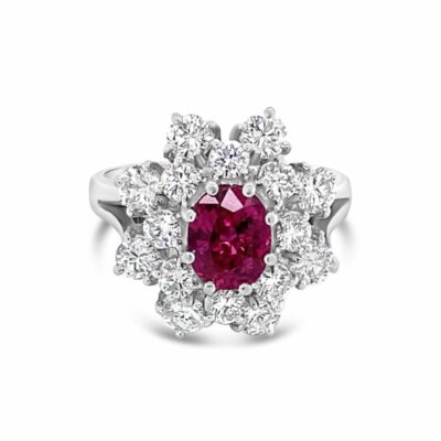 Ruby Floral Motif Cocktail Ring