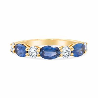 Oval Shaped Sapphire & Diamond Band