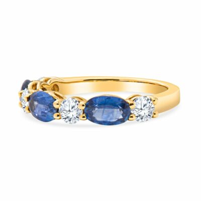 Oval Shaped Sapphire & Diamond Band