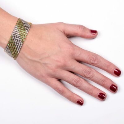Emerald and Diamond Mesh Bracelet