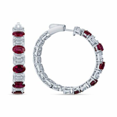 Ruby & Diamond Hoop Earrings