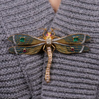 Plique à Jour Dragonfly Brooch