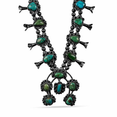 Vintage Squash Blossom Turquoise Necklace