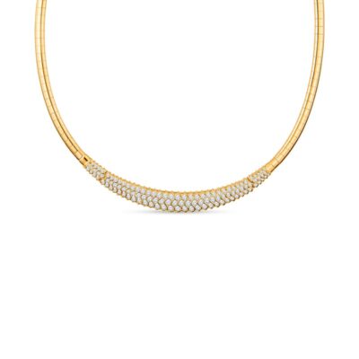 Yellow Gold Diamond Omega Necklace
