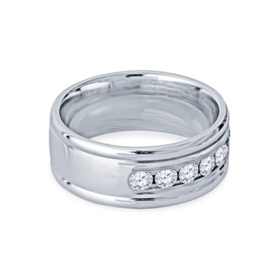 Men's 14 Karat White Gold Diamond Band
