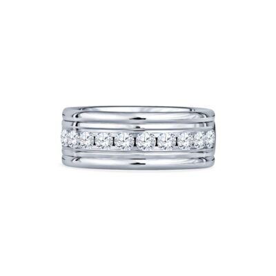 Men's 14 Karat White Gold Diamond Band