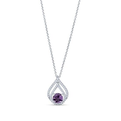 Amethyst & Diamond Teardrop Pendant Necklace