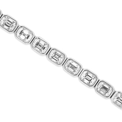 Bezel Set Emerald Cut Diamond Bracelet