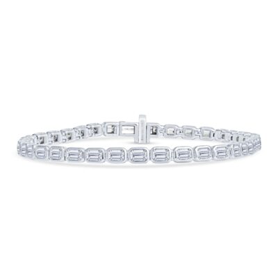 Bezel Set Emerald Cut Diamond Bracelet