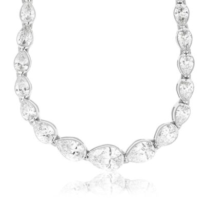 3.45ctw pear shaped diamond necklace in white gold
