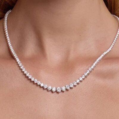 25.41ctw Diamond Riviera Necklace in White Gold
