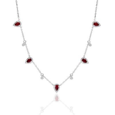 Pear-Shaped Emerald & Diamond Necklace in 18K White Gold (copy)