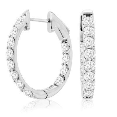 3.00ctw oval shape diamond hoops in white gold