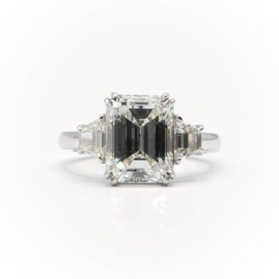 Emerald Cut Diamond Three Stone Engagement Ring