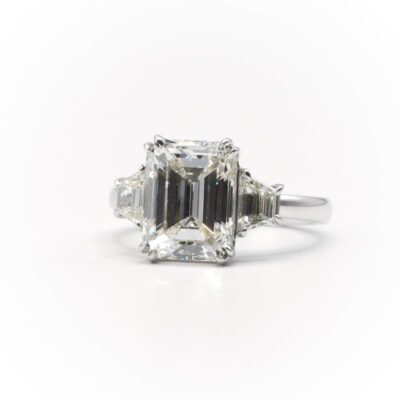 Emerald Cut Diamond Three Stone Engagement Ring