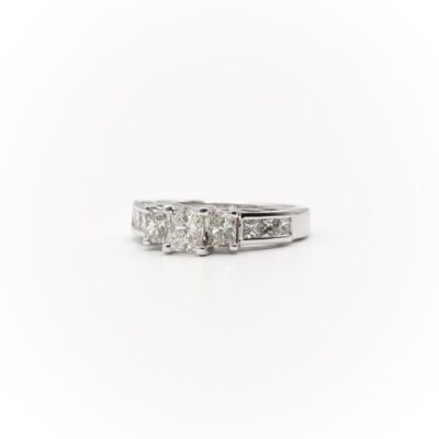 Three Stone Radiant Diamond Engagement Ring