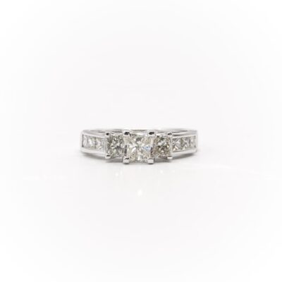 Three Stone Radiant Diamond Engagement Ring