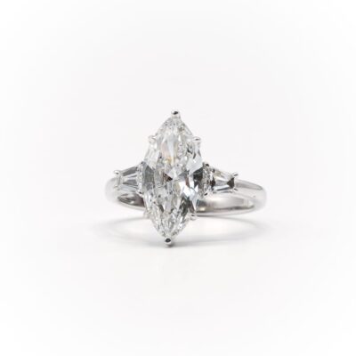2.87ct Marquise Cut 3-Stone Diamond Ring