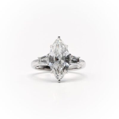 2.87ct Marquise Cut 3-Stone Diamond Ring
