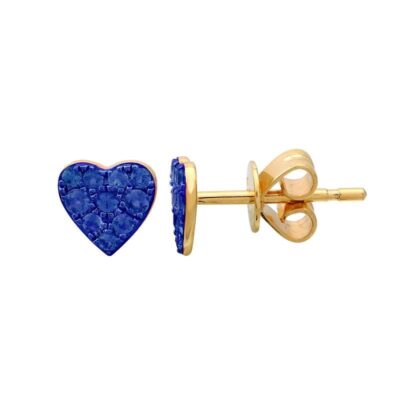 Blue Sapphire Heart Studs