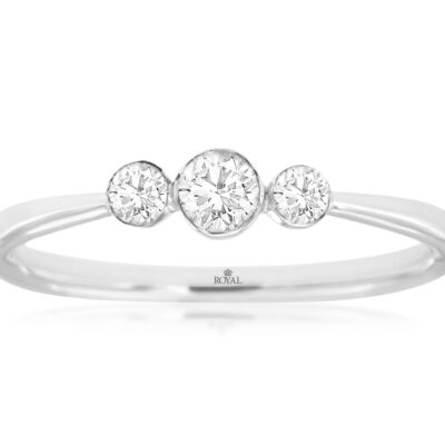 3 stone bezel set diamond stacking ring