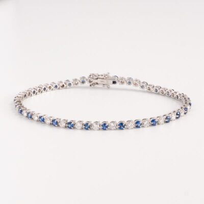 Blue Sapphire and Diamond Tennis Bracelet